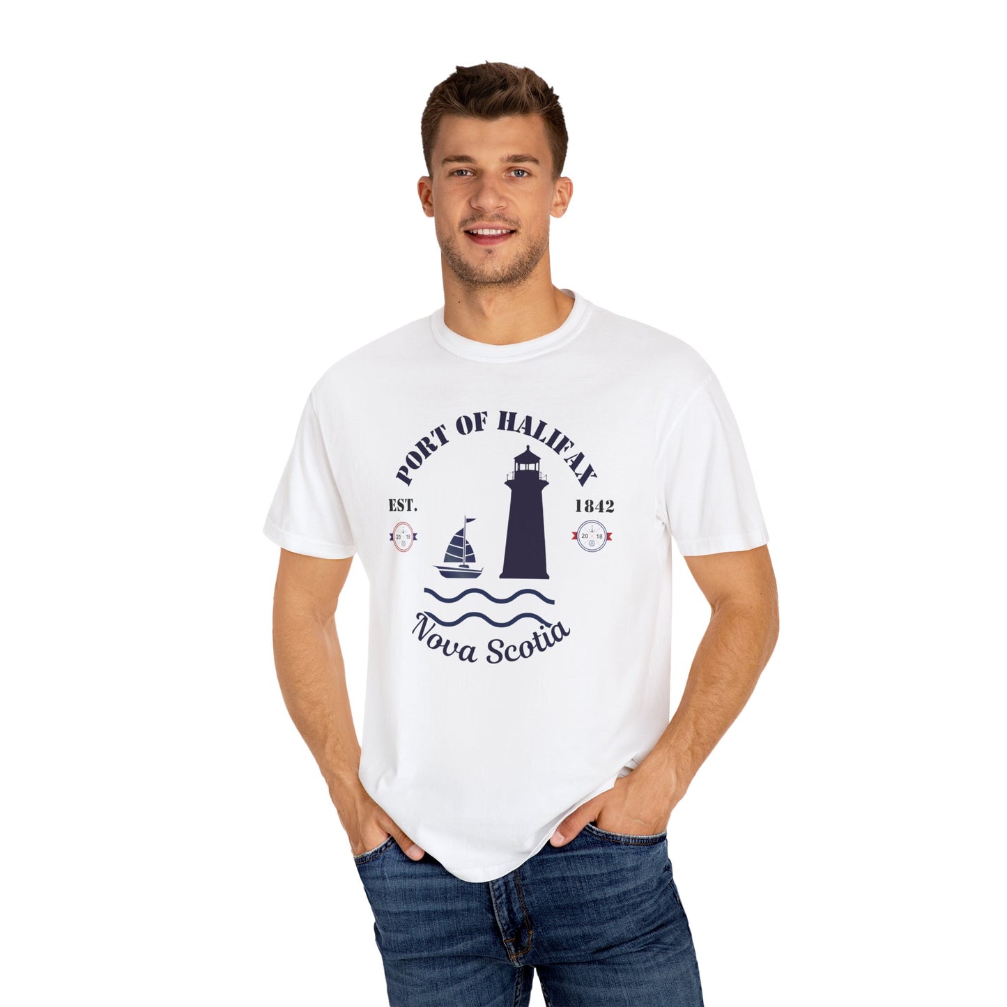 Navy Port Style Lighthouse T-Shirt.
