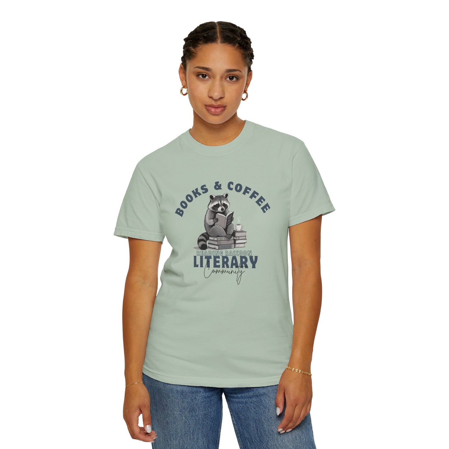 Reading Raccoon- Books & Coffee T-shirt