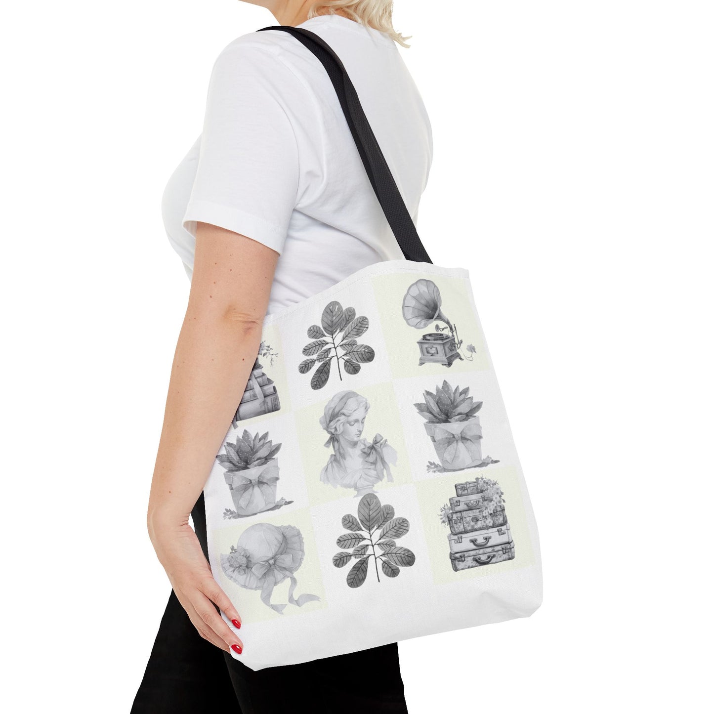 Chic vintage Botanical Tote Bag - Artistic Floral Design.