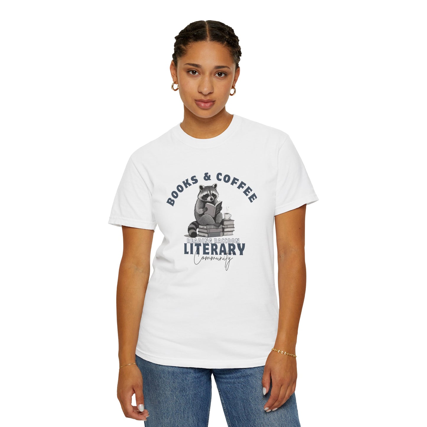 Reading Raccoon- Books & Coffee T-shirt