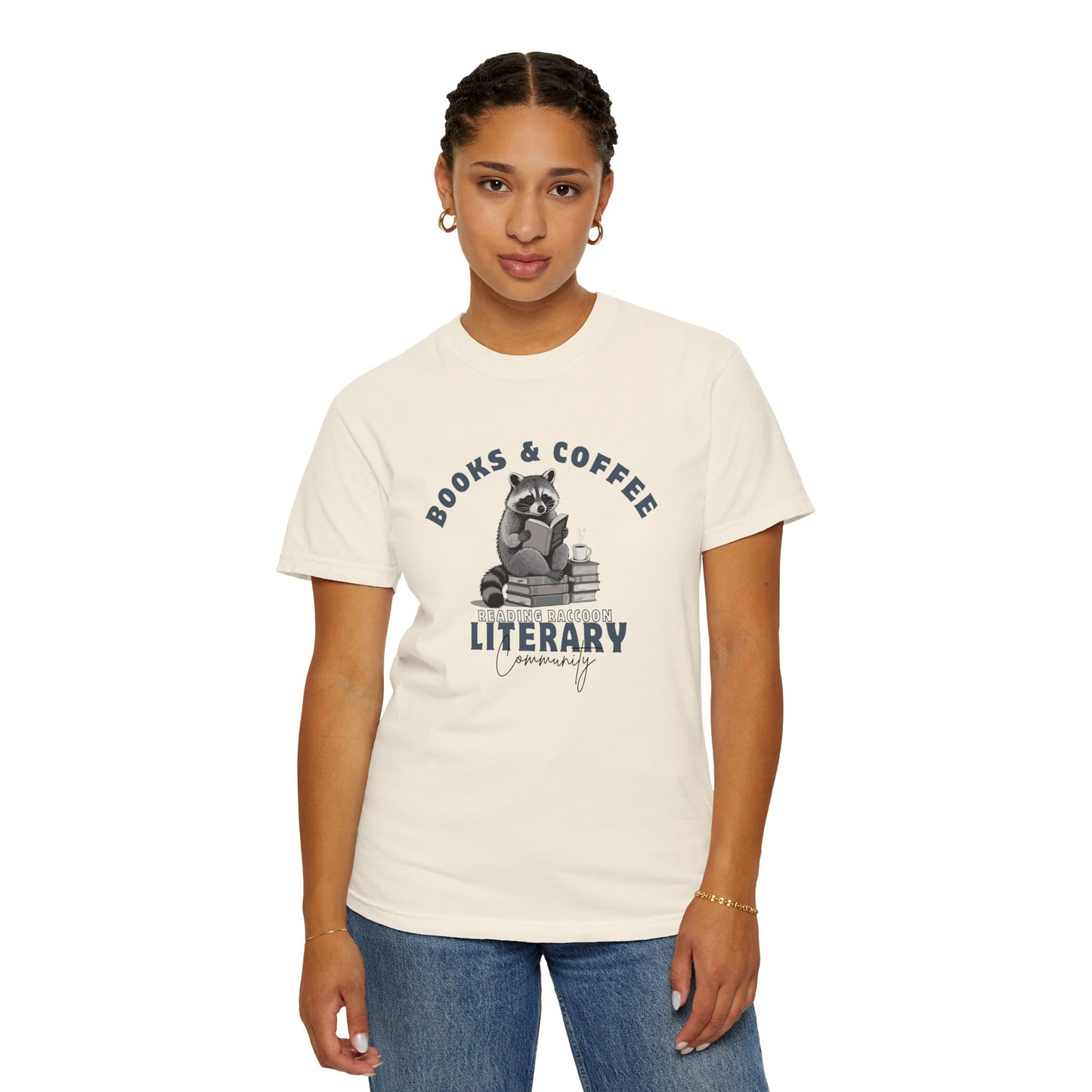 Reading Raccoon- Books & Coffee T-shirt