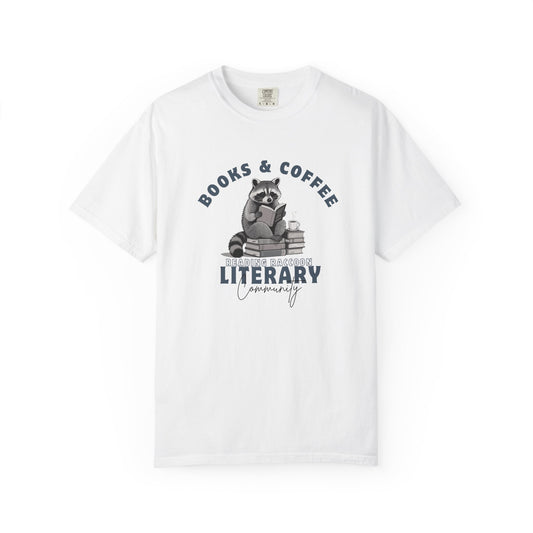 Reading Raccoon- Books & Coffee T-shirt