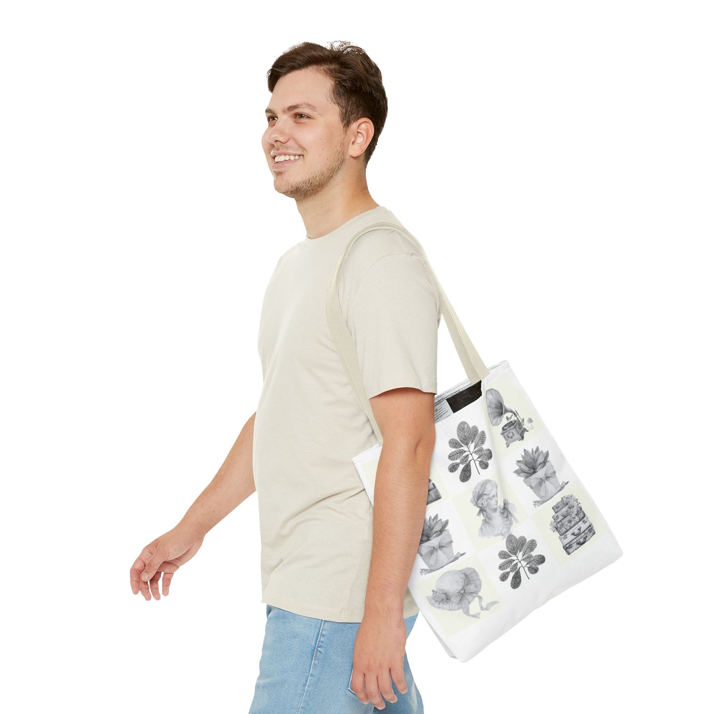 Chic vintage Botanical Tote Bag - Artistic Floral Design.