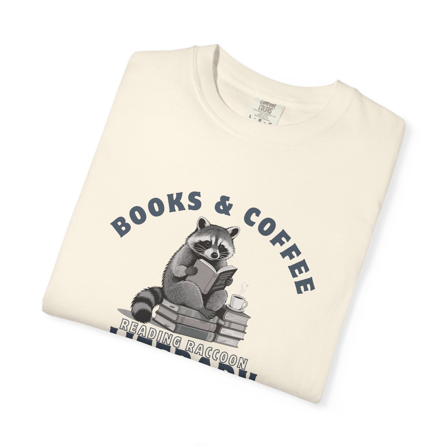 Reading Raccoon- Books & Coffee T-shirt