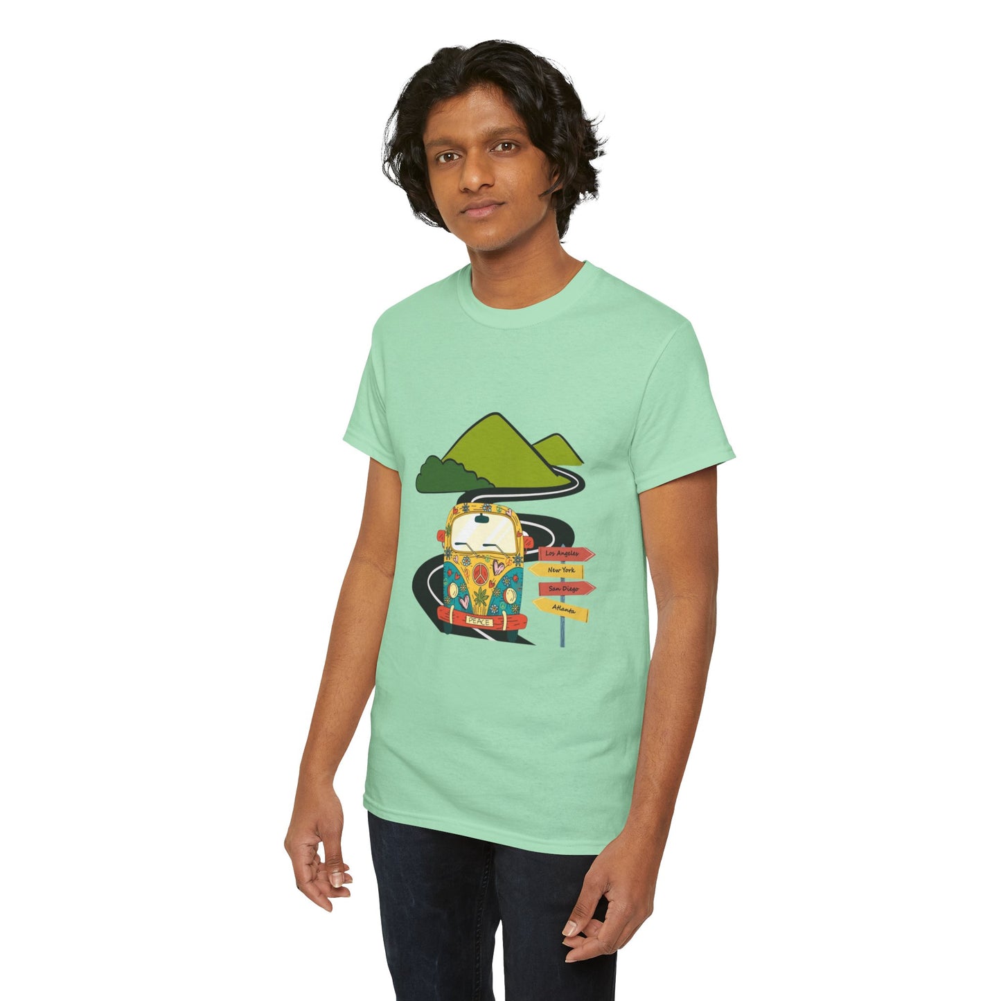 Kombi Road Trip Tee, Adventure Unisex T-Shirt, Wanderlust Cotton Shirt, On the Road Top, Retro Van Graphic Tee