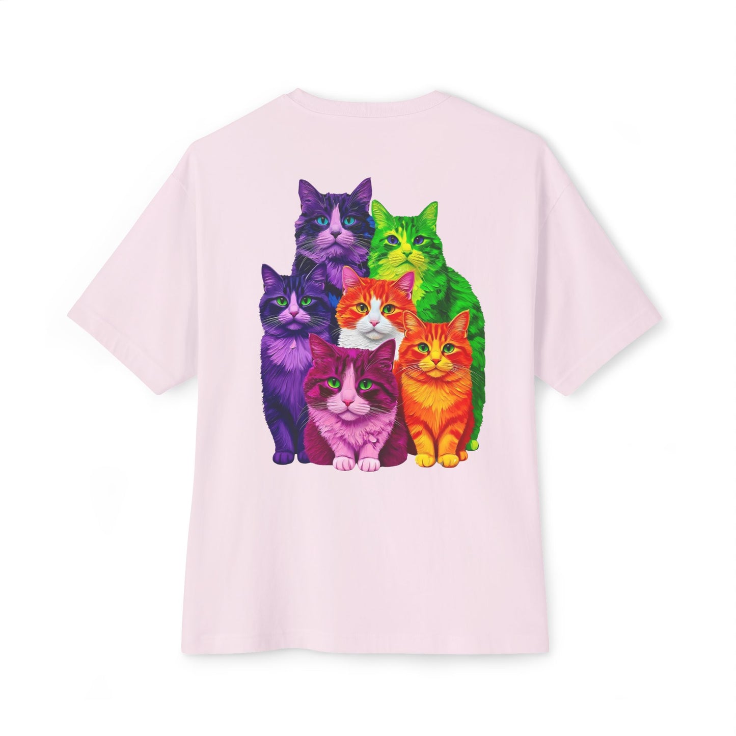 Psychedelic Colours Cat Lovers Oversized T- Shirt