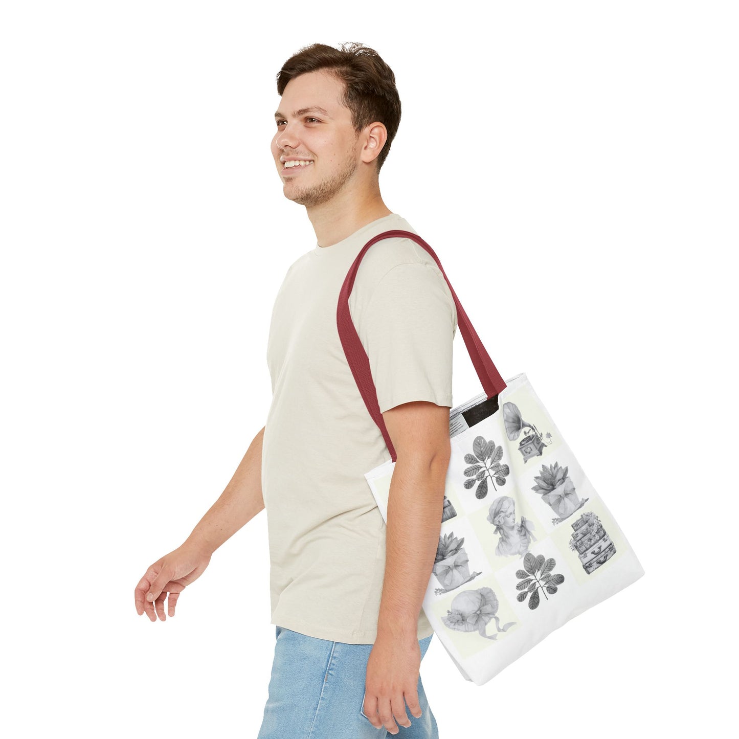 Chic vintage Botanical Tote Bag - Artistic Floral Design.