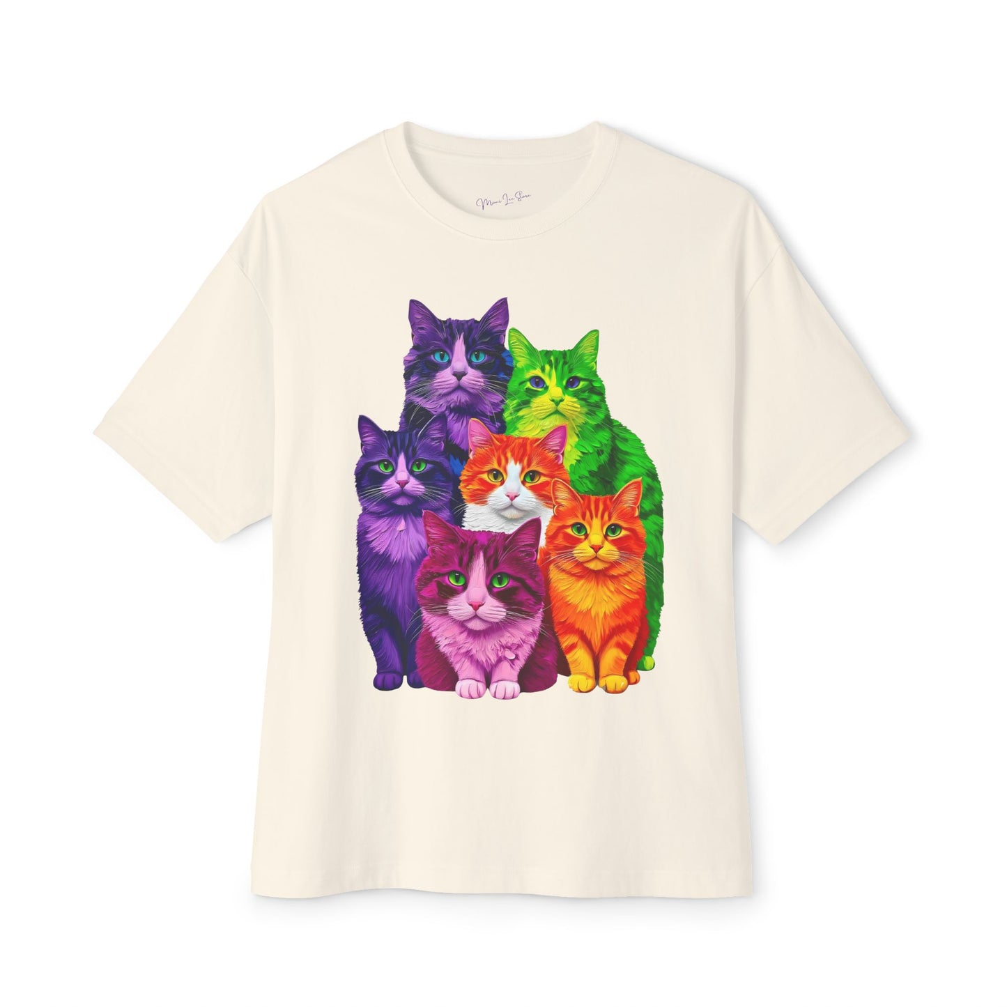 Psychedelic Colours Cat Lovers Oversized T- Shirt