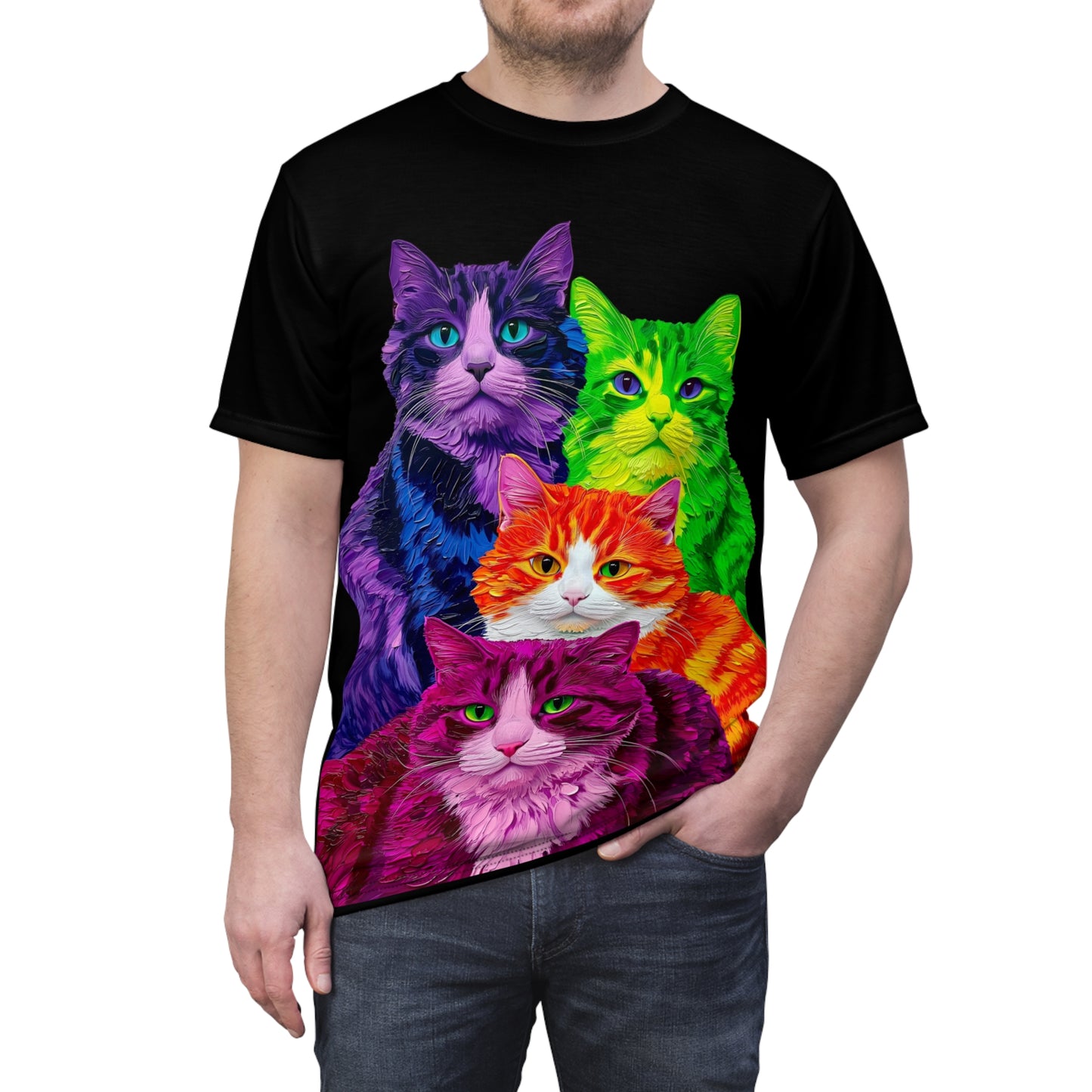 Colorful Cat Art T- Shirt