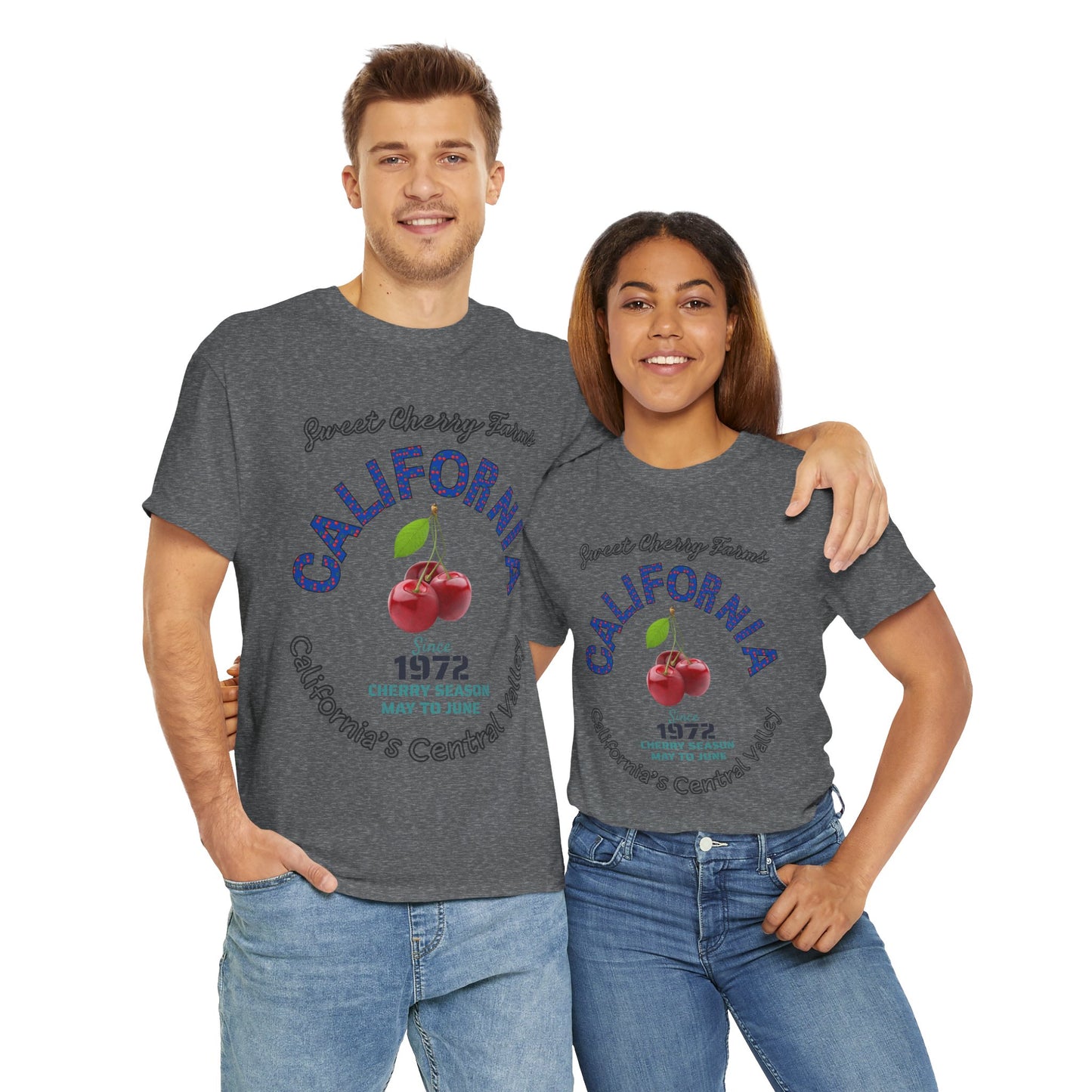California cherry Season Unisex Tee, Cotton T-shirt, Summer Harvest Graphic Top.