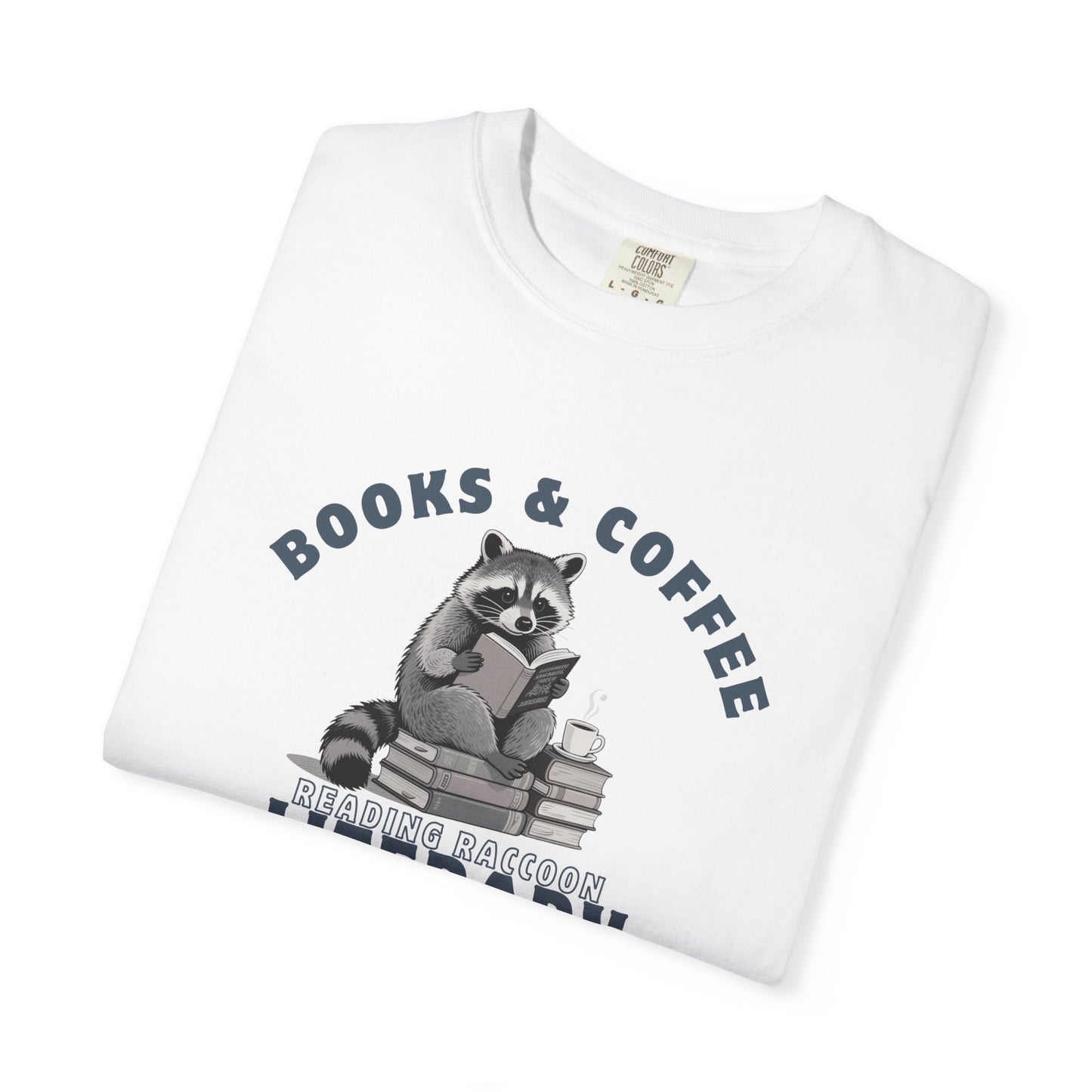 Reading Raccoon- Books & Coffee T-shirt