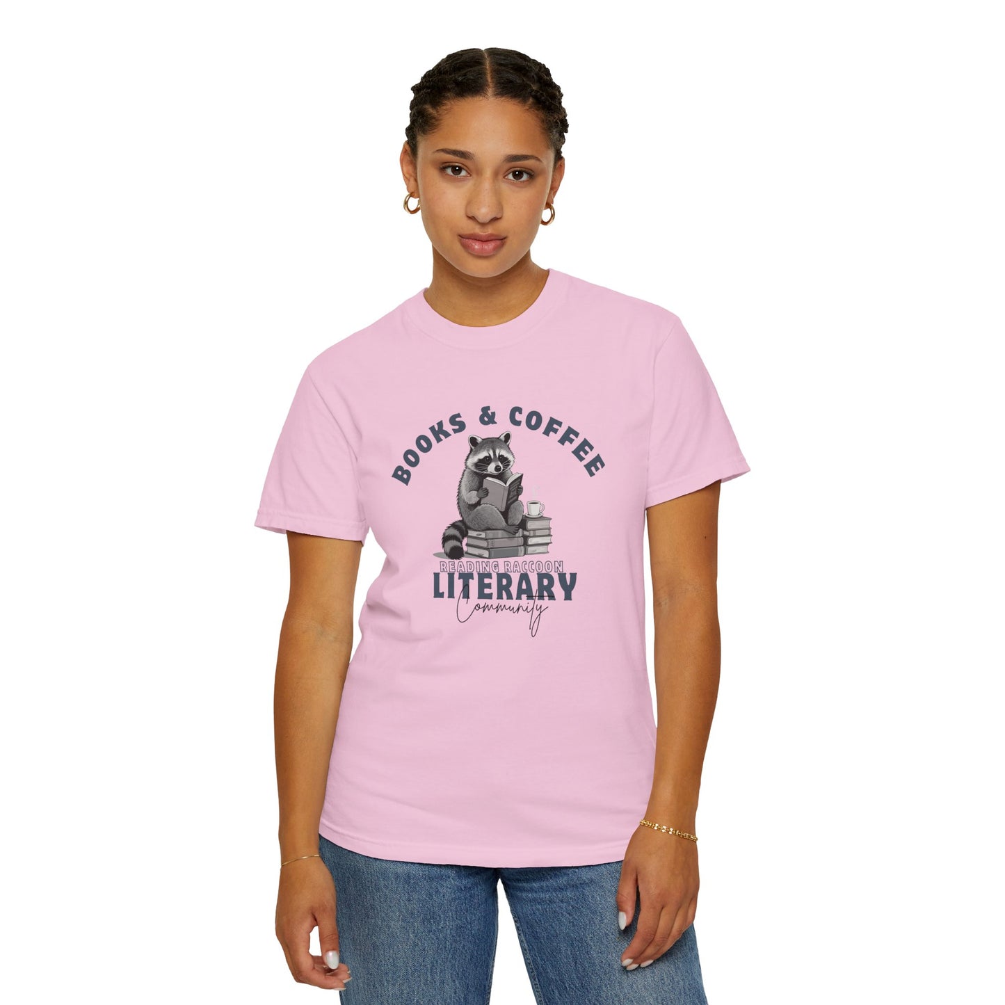 Reading Raccoon- Books & Coffee T-shirt