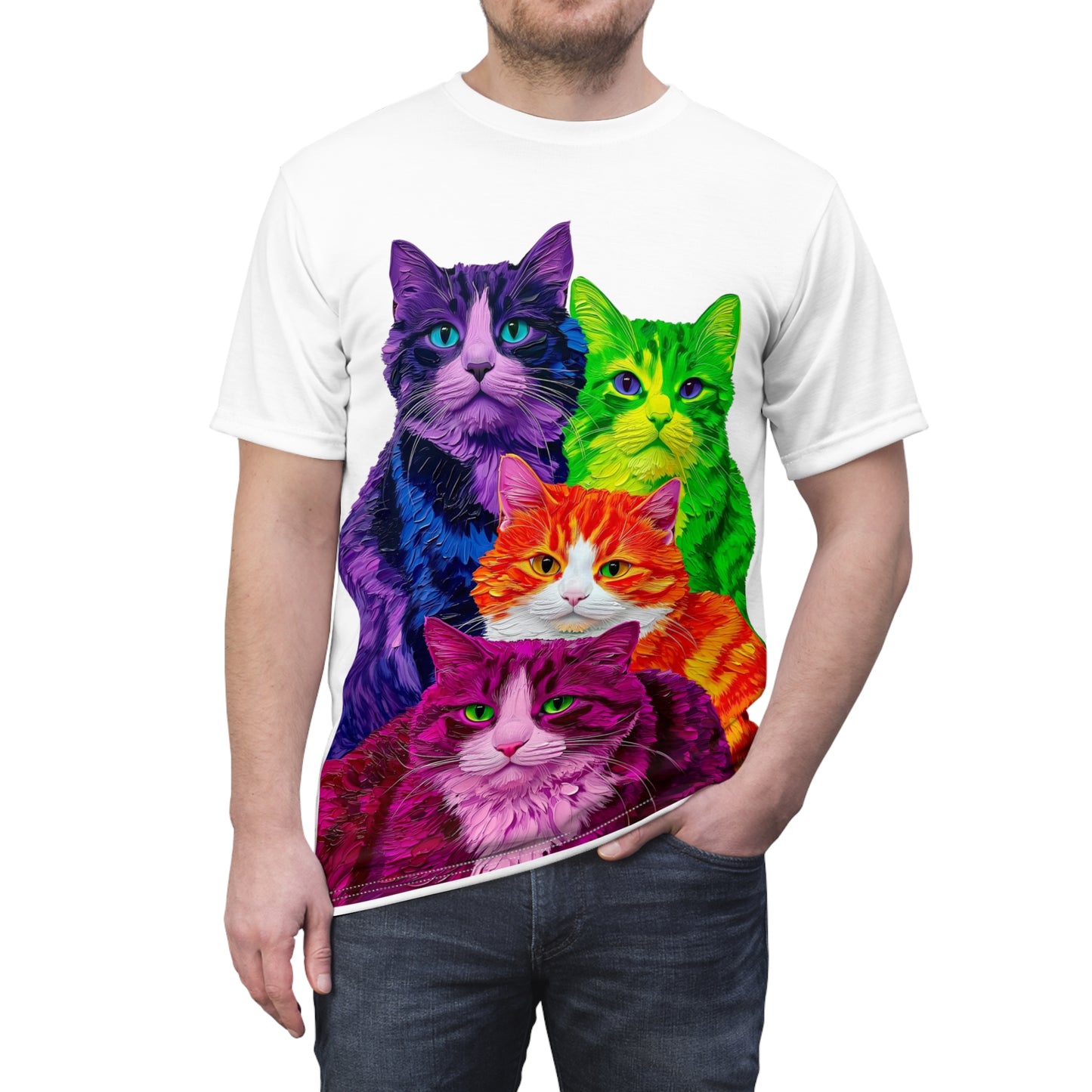 Colorful Cat Art T- Shirt