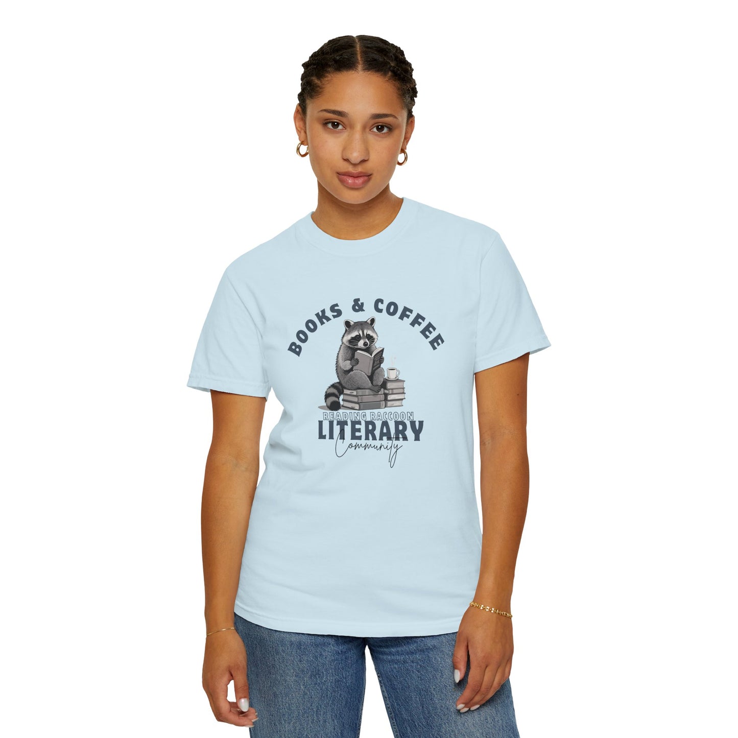 Reading Raccoon- Books & Coffee T-shirt