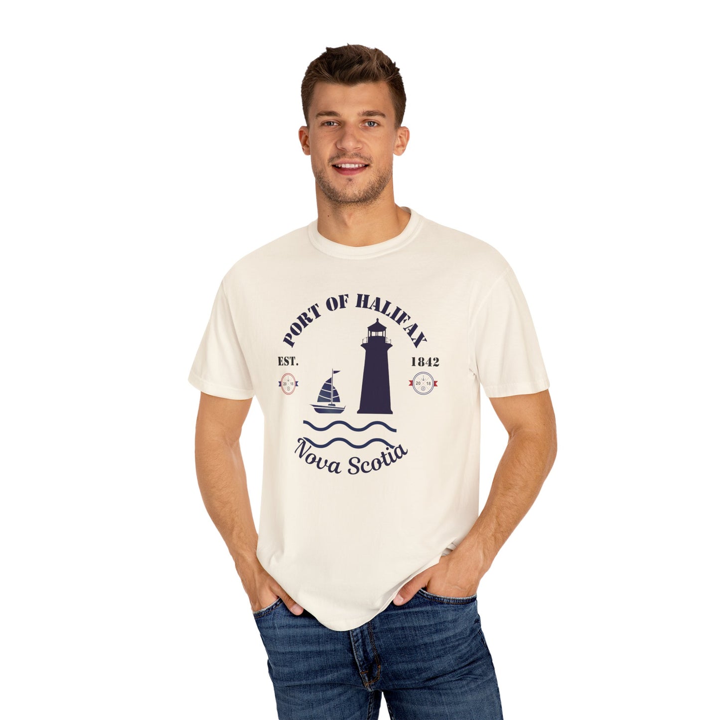 Navy Port Style Lighthouse T-Shirt.