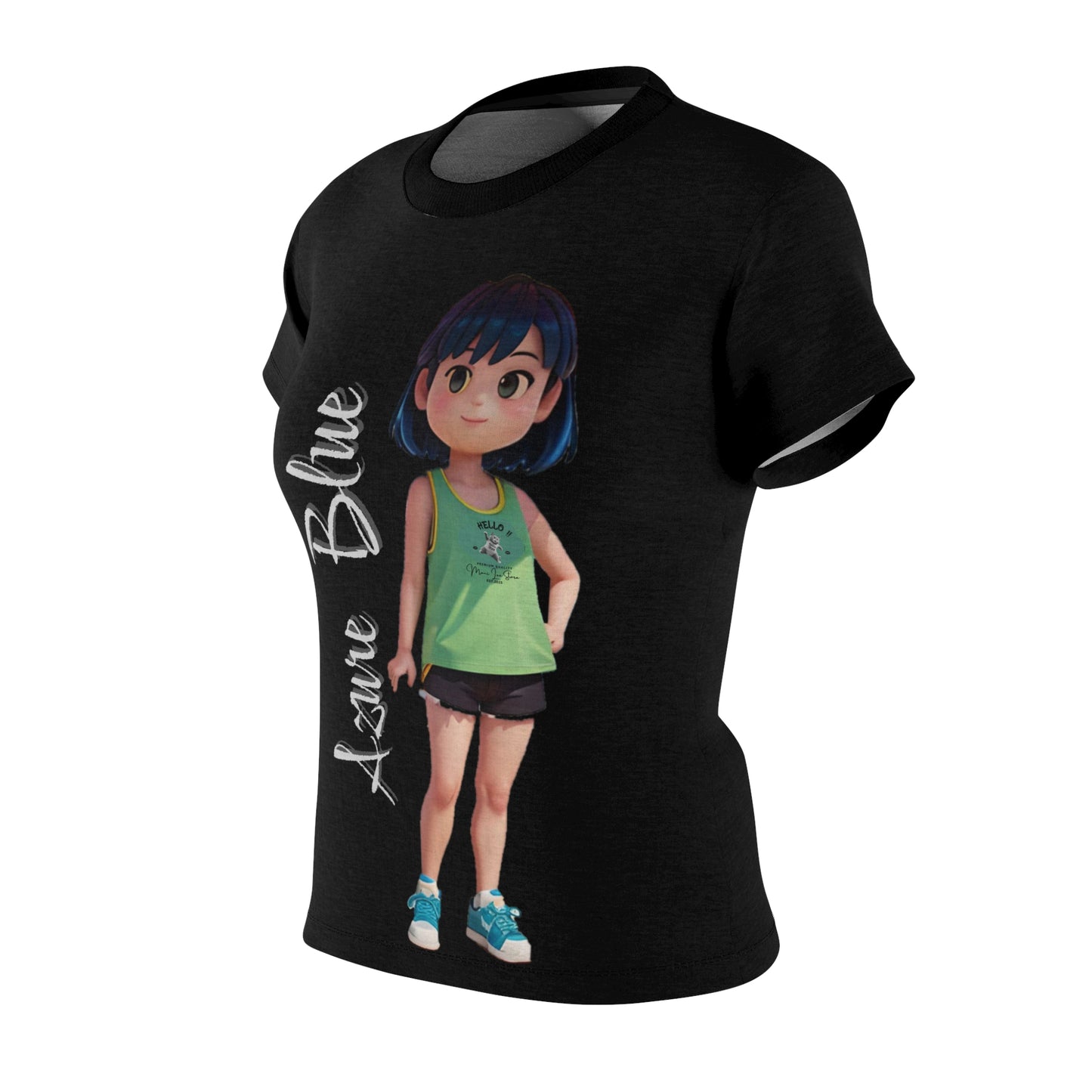 Azure Blue T-Shirt. Black side Mock up