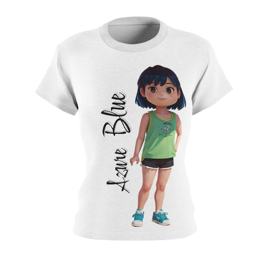 Azure Blue T-Shirt. white Front Mock up