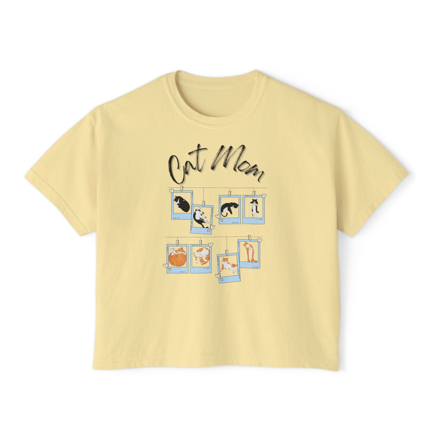 Cat Mom Tee. Front. Butter