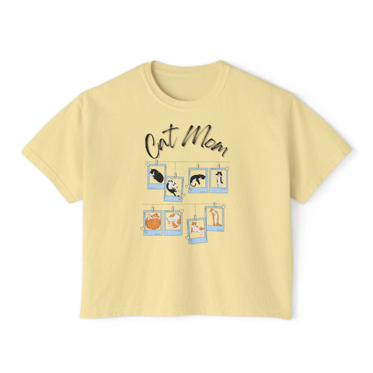 Cat Mom Tee. Front. Butter