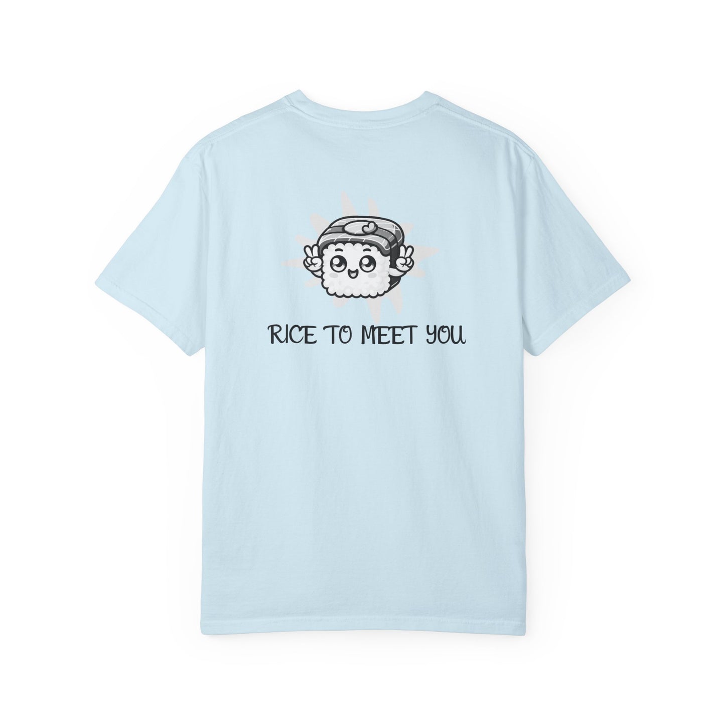 Moni Lee Cat printed on the Back. Chambray short sleeved Tee.