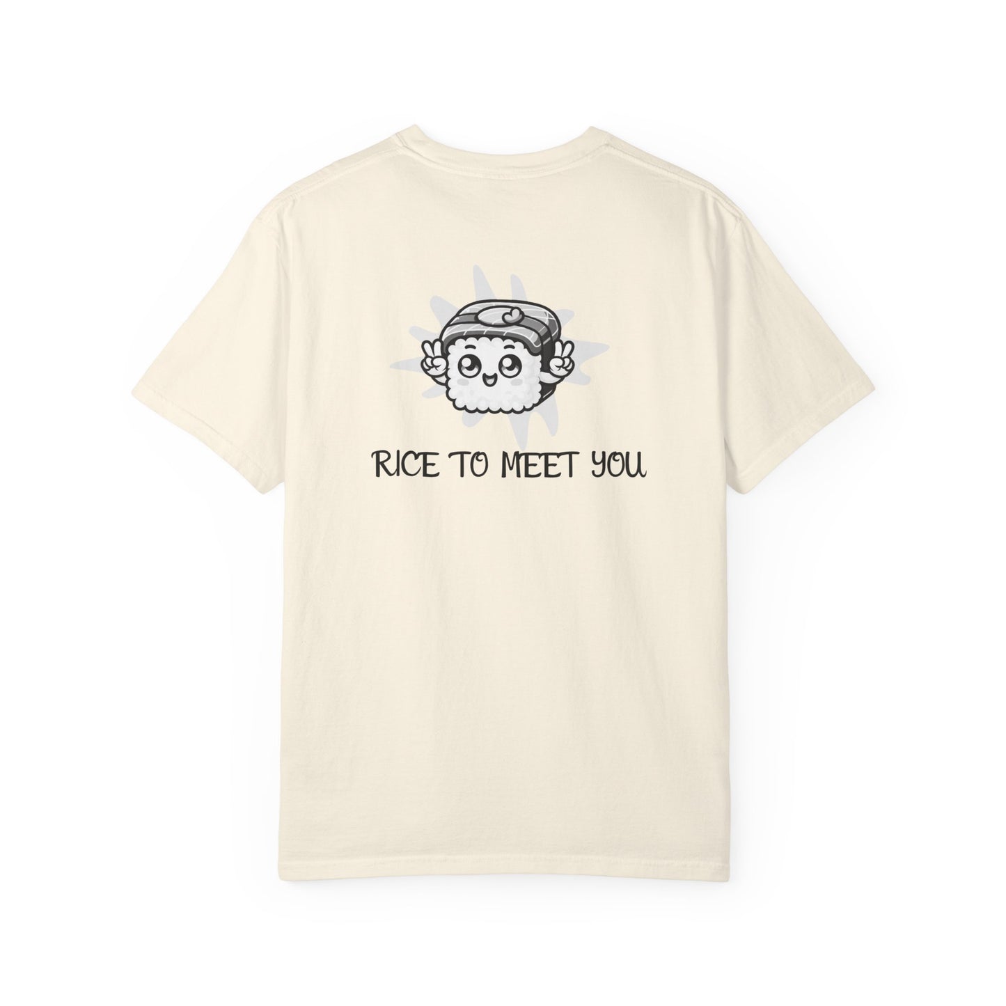 Moni Lee Cat printed on the Back. Ivory short sleeved Tee.