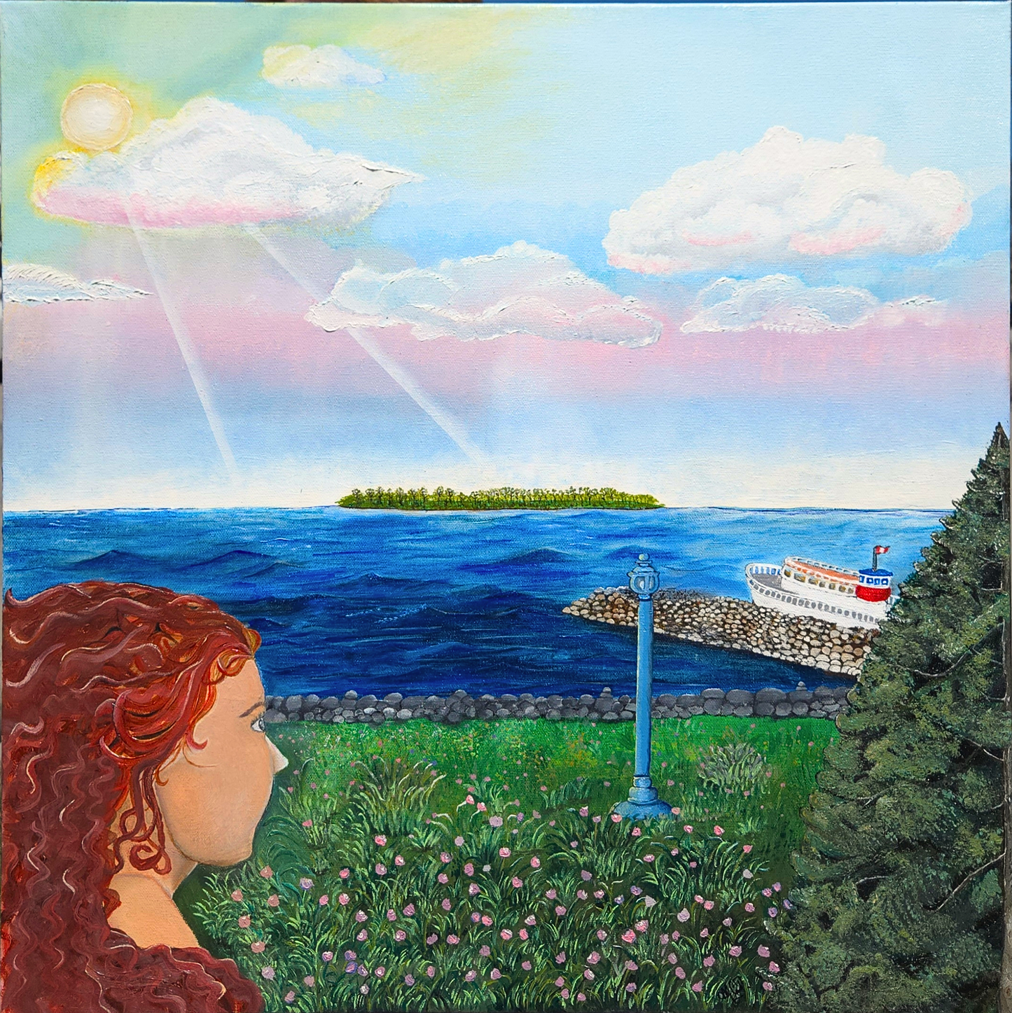 woman and lake