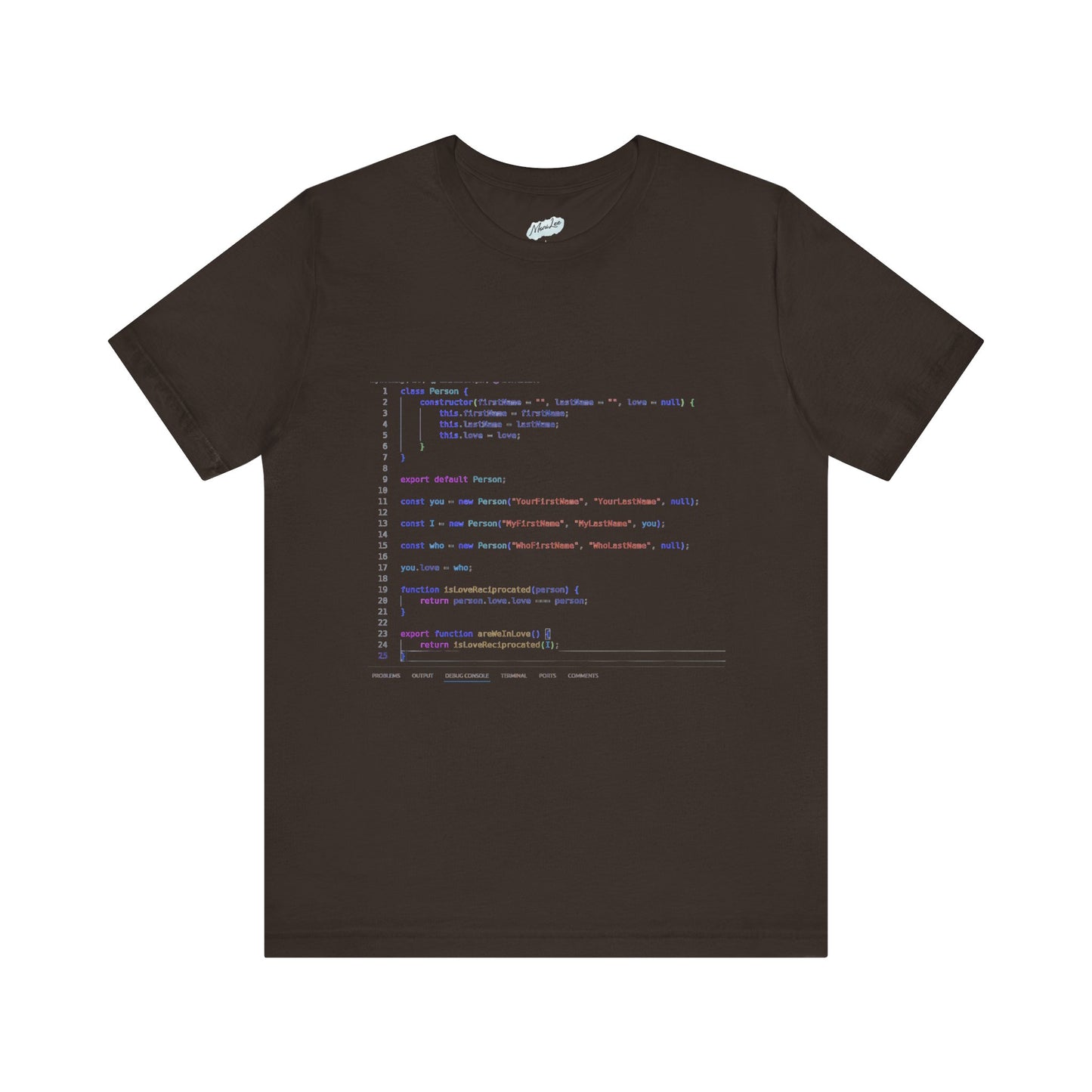 t-shirt code software brown