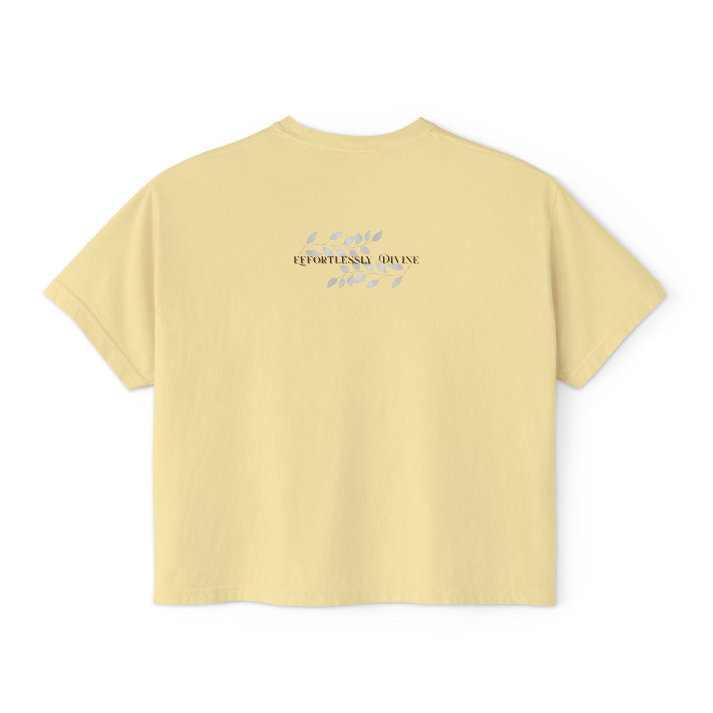 Butter t-shirt with text on the back against a white background