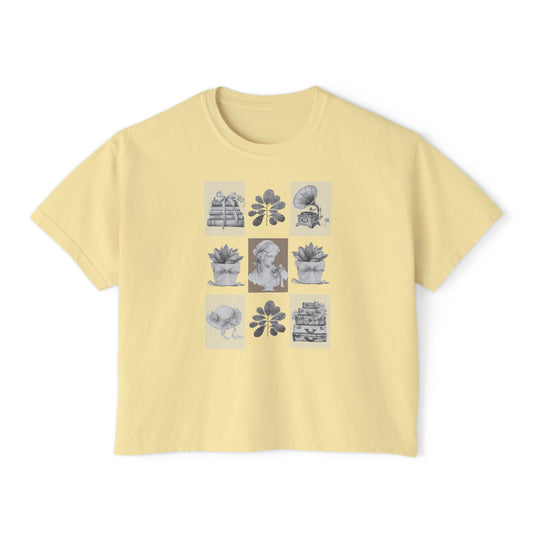 Butter t-shirt with graphic design on a white background