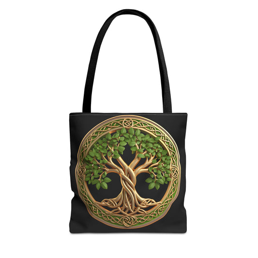 Life Tree Black Tote Bag