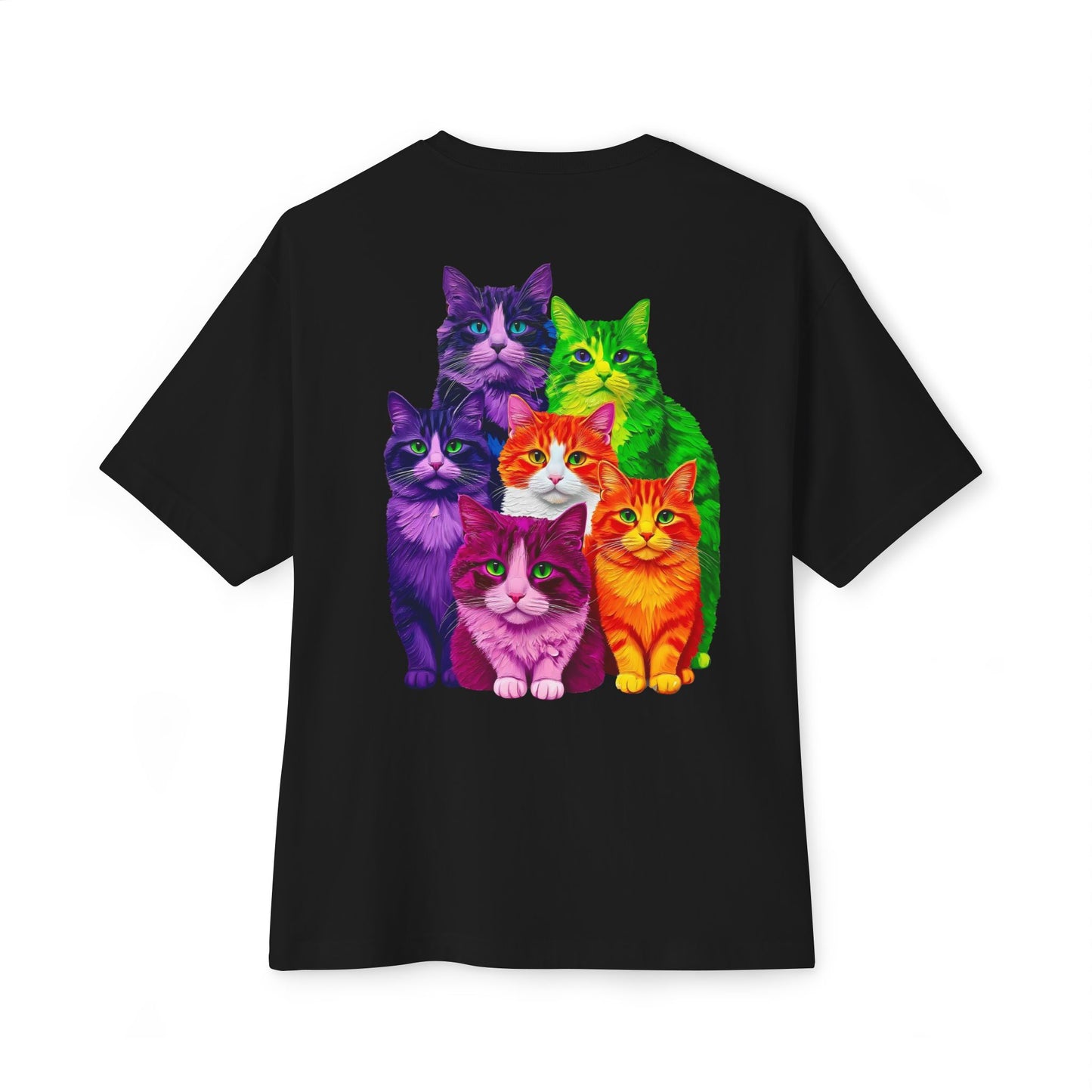 Psychedelic Colours Cat Lovers Oversized T- Shirt