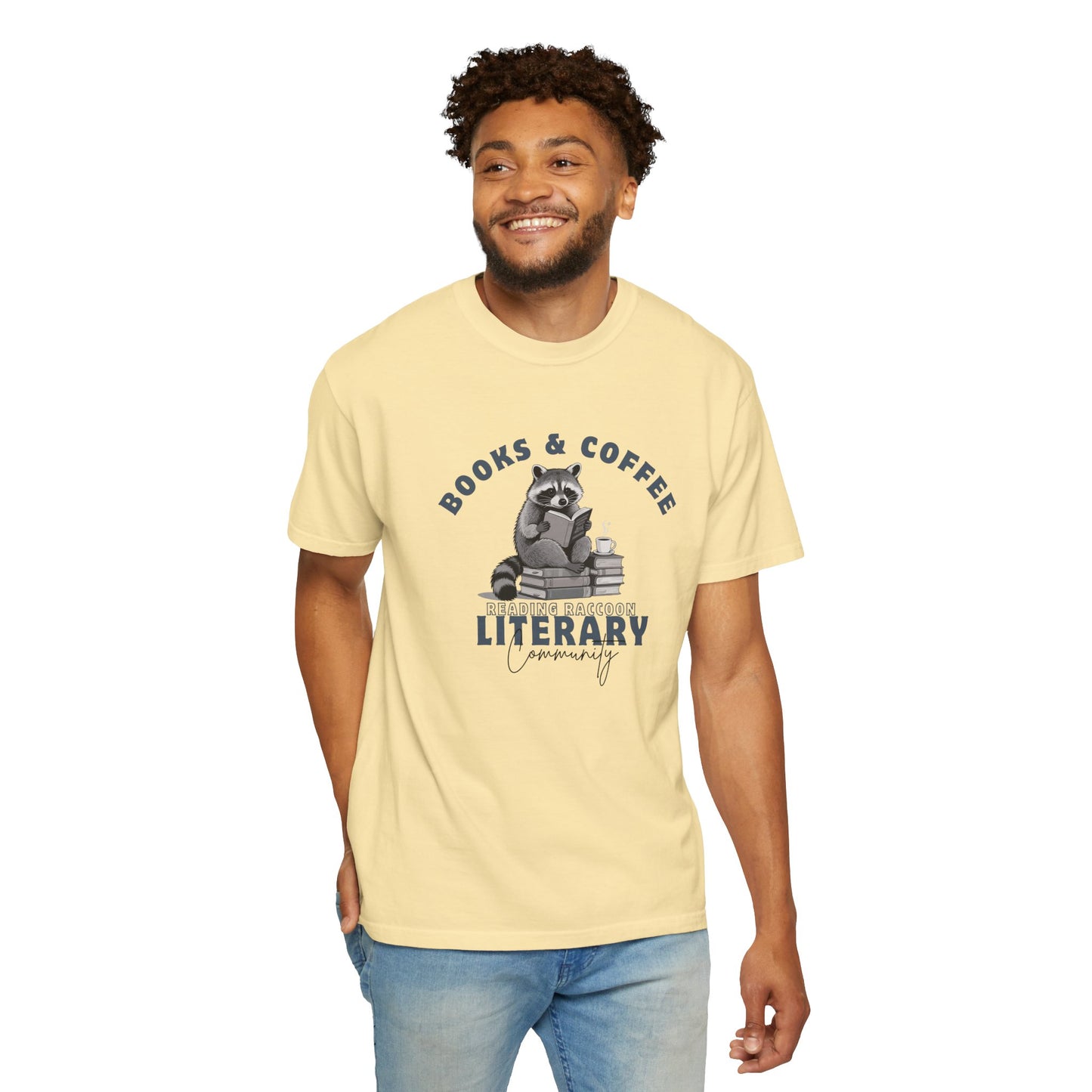 Reading Raccoon- Books & Coffee T-shirt
