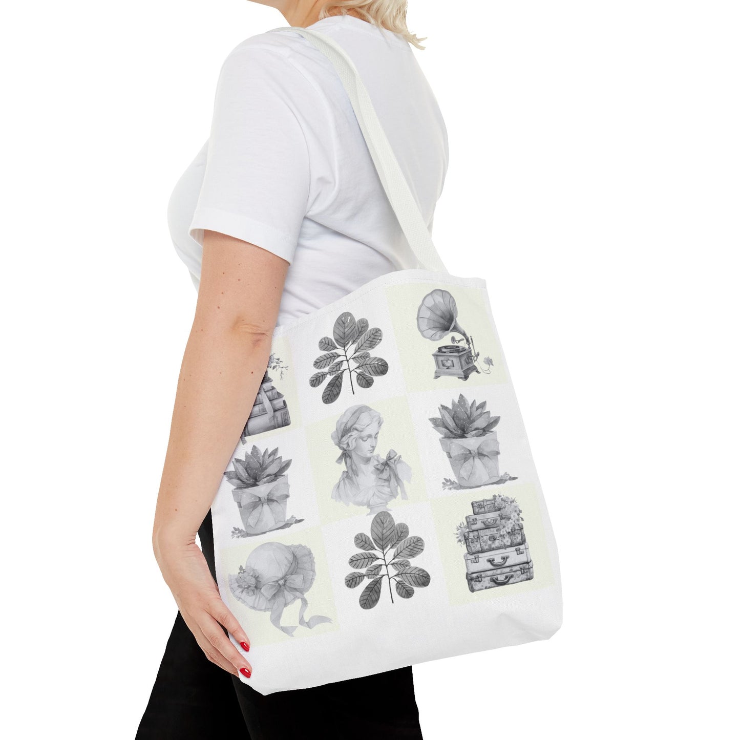 Chic vintage Botanical Tote Bag - Artistic Floral Design.