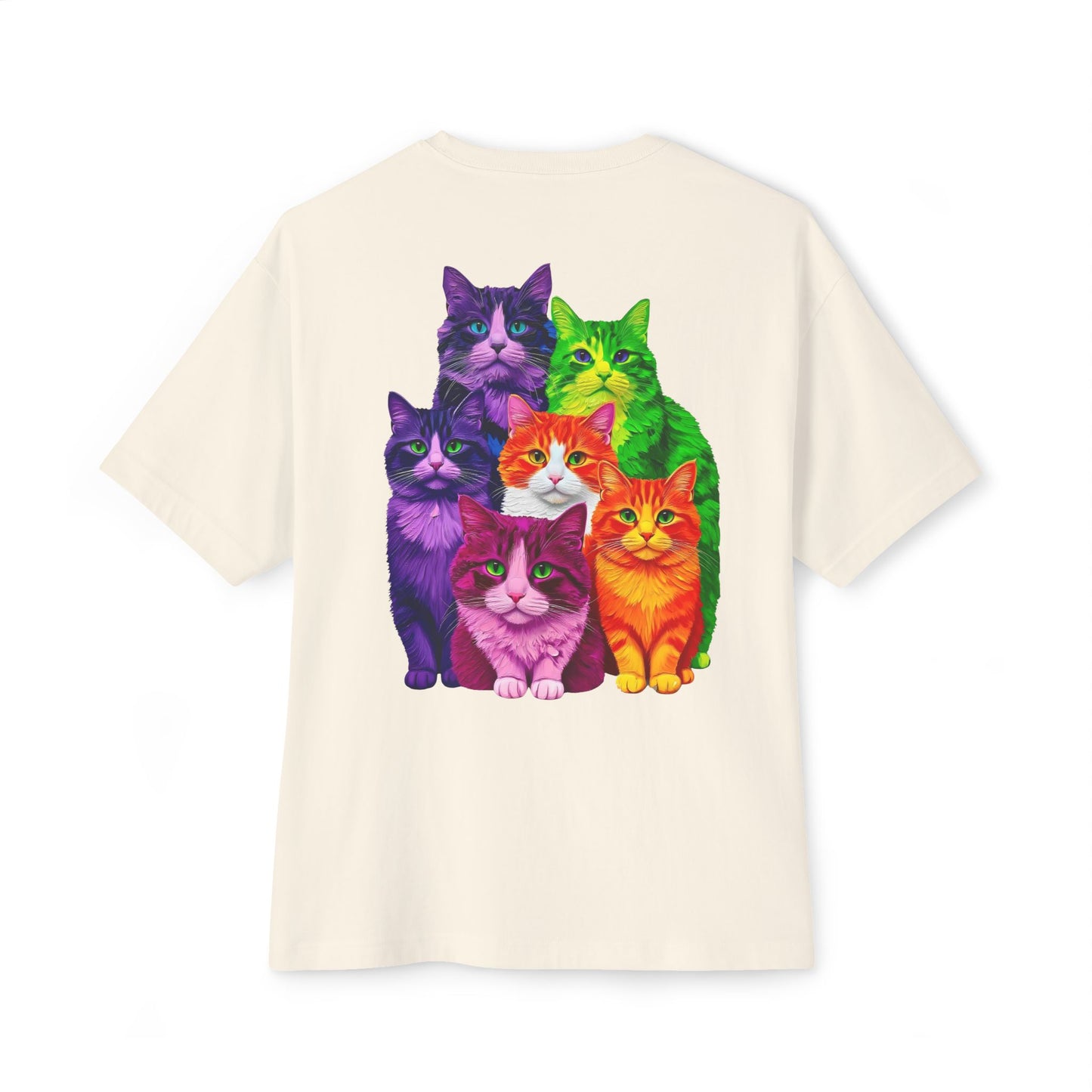 Psychedelic Colours Cat Lovers Oversized T- Shirt