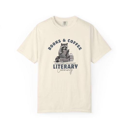 Reading Raccoon- Books & Coffee T-shirt
