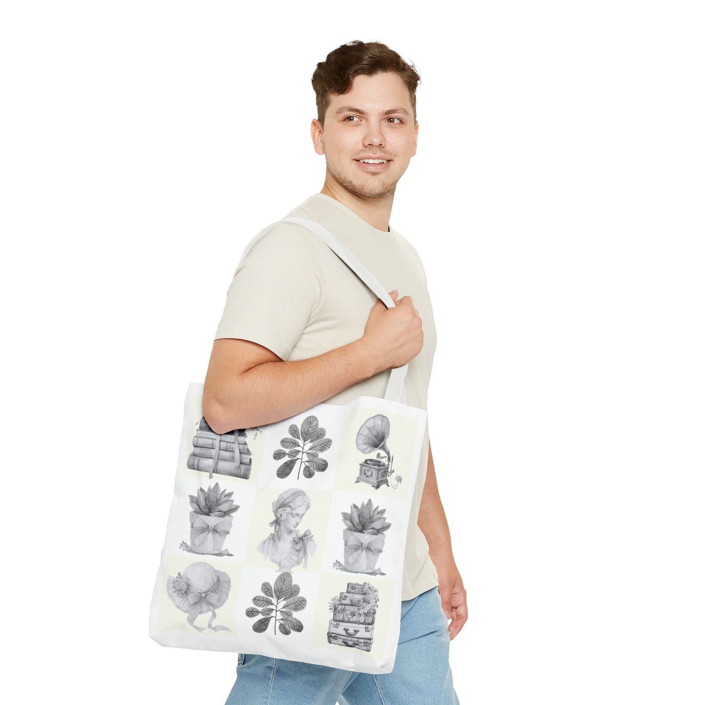 Chic vintage Botanical Tote Bag - Artistic Floral Design.
