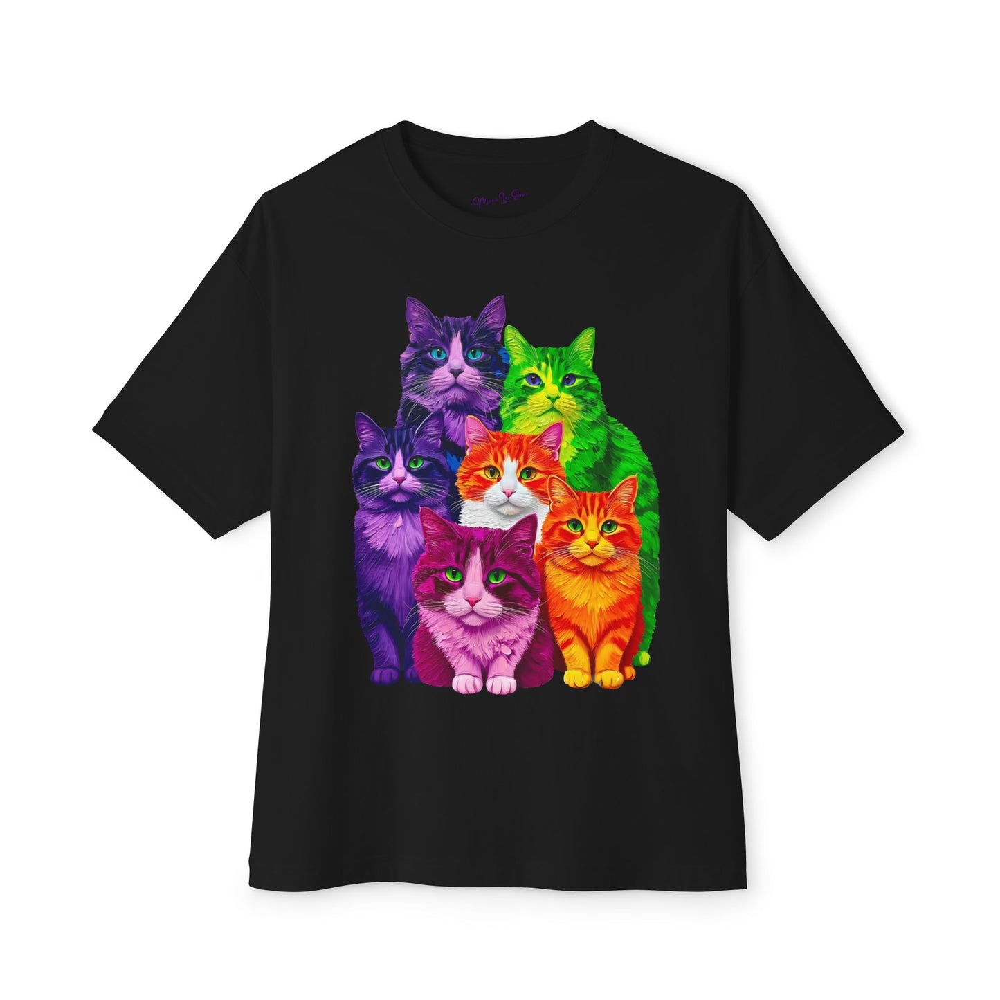 Psychedelic Colours Cat Lovers Oversized T- Shirt