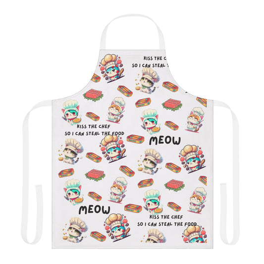 Apron, Funny Chef Kitties Kitchen Cooking, Cute Cooking Bib, Baking Gift, 5 colours neck Strap.