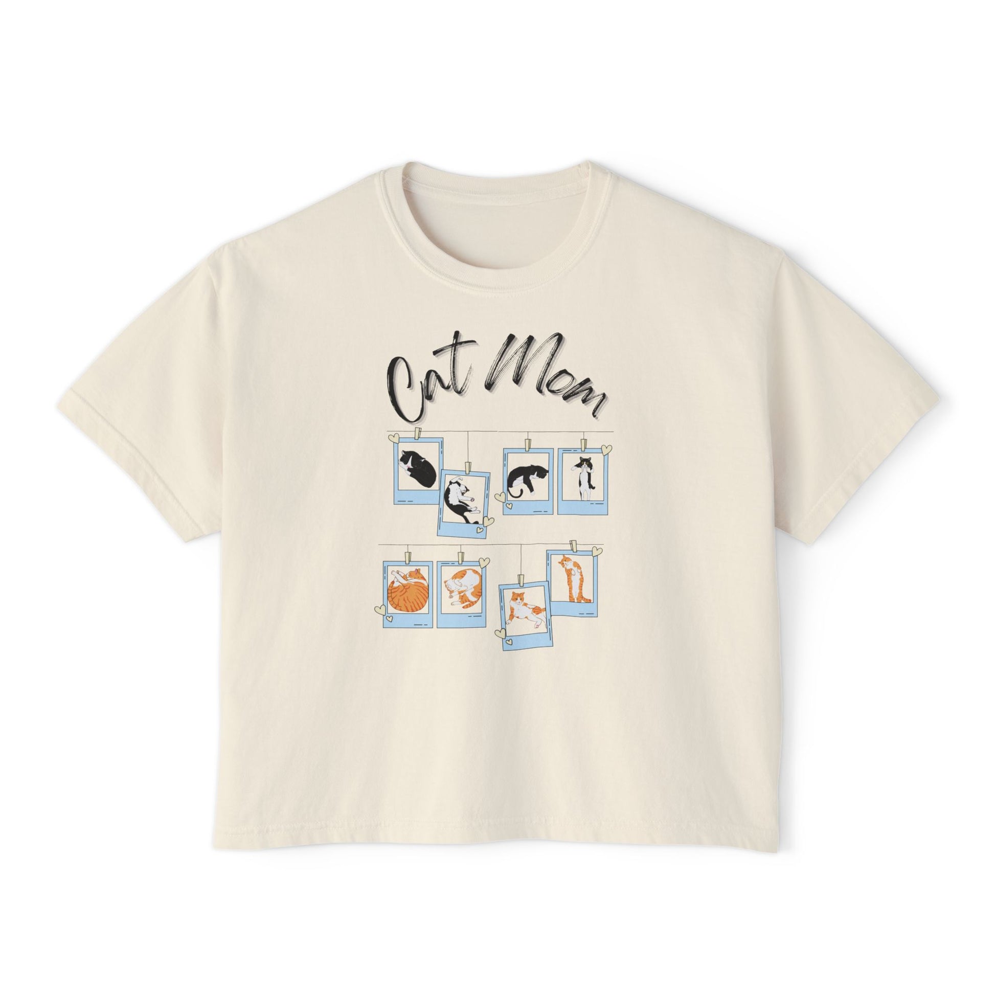 Cat Mom Tee. Back.  Ivory