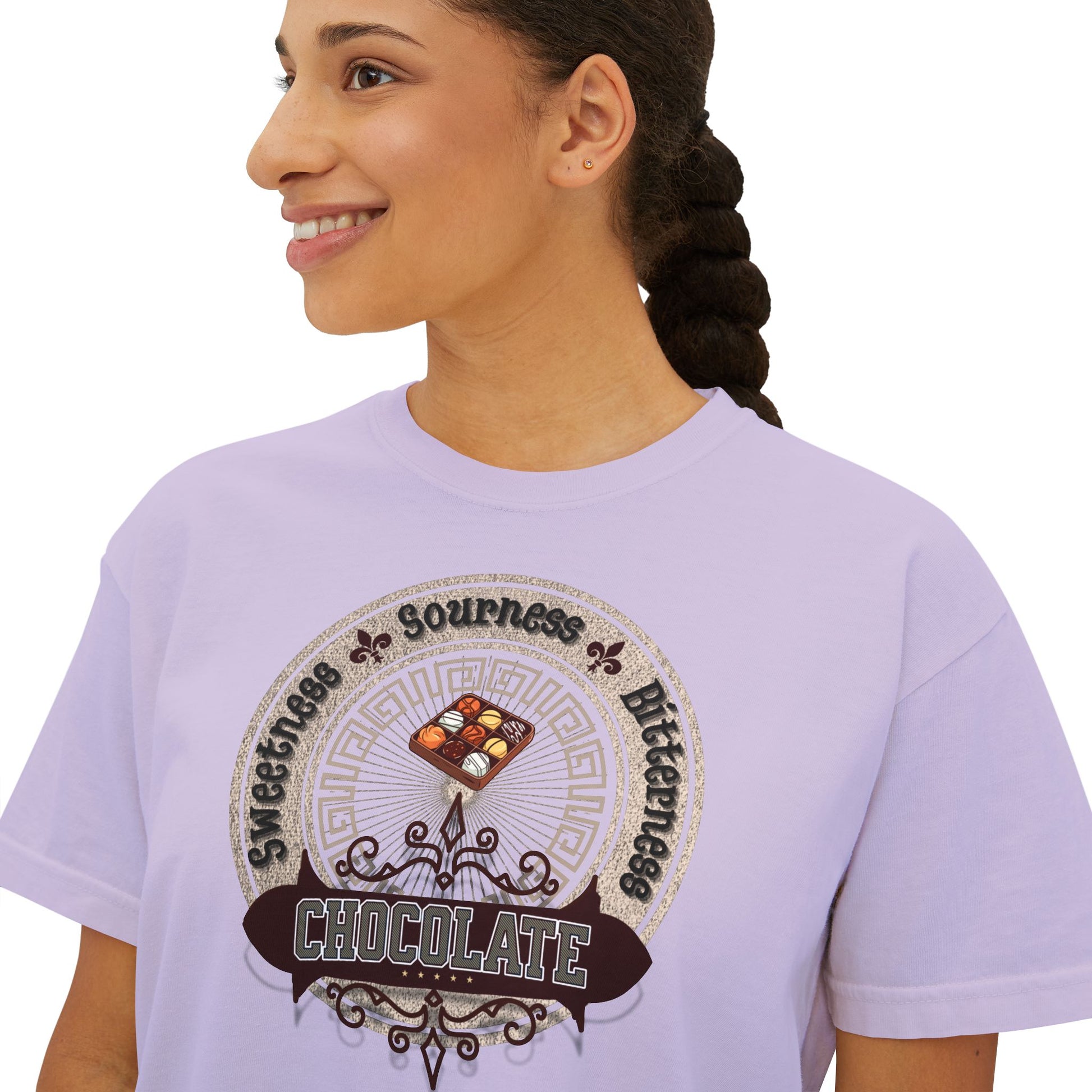Chocolate_Tee close_Orchid_Woman_One