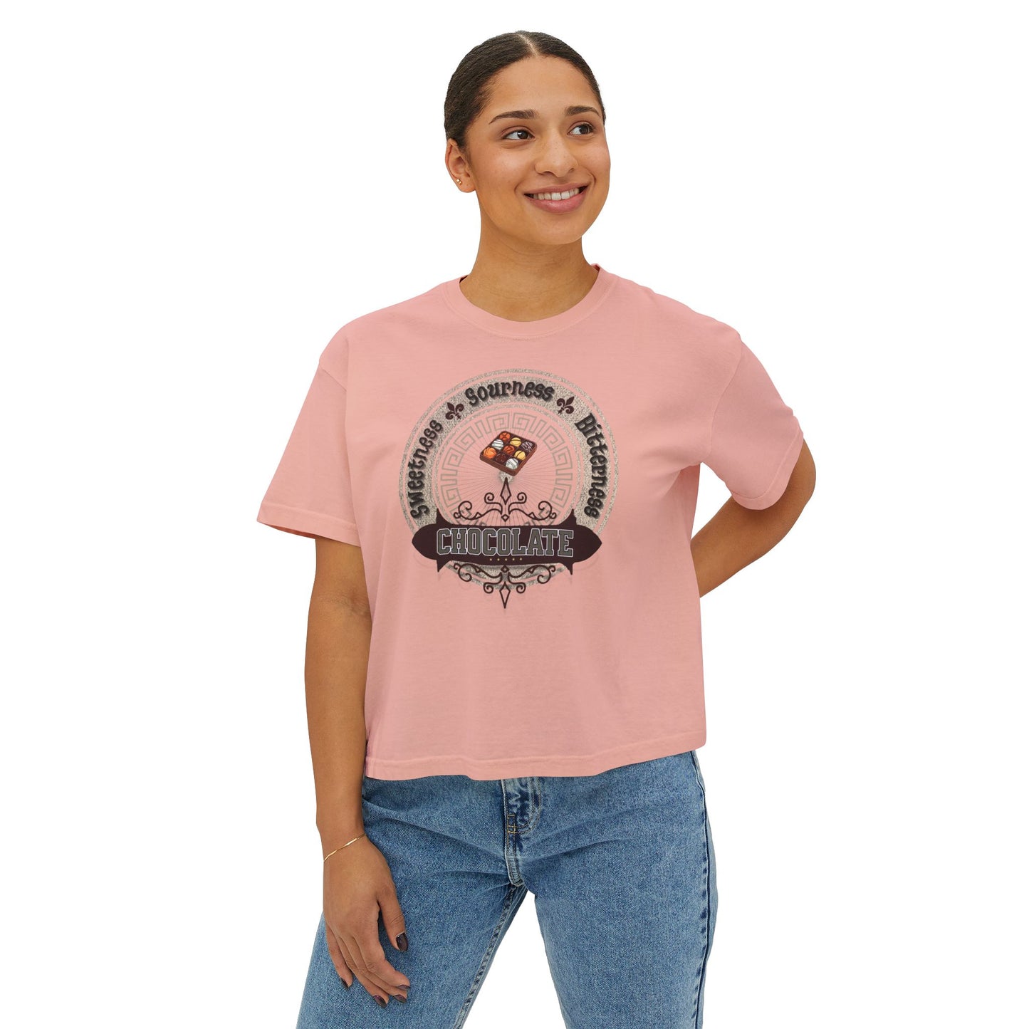 Chocolate_Tee_front._Peachy_Woman_One