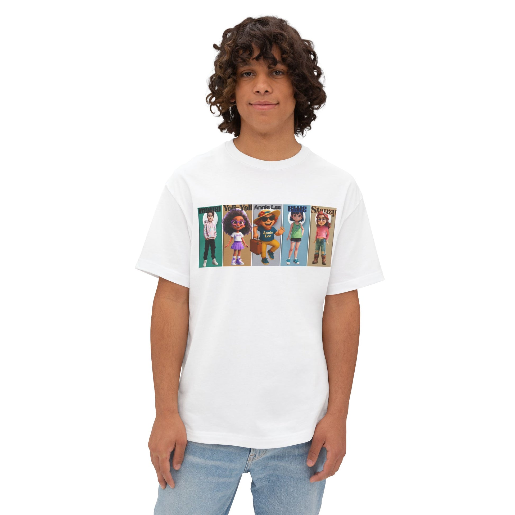 Man wearing vibrant people the ultimate oversize tee, white front