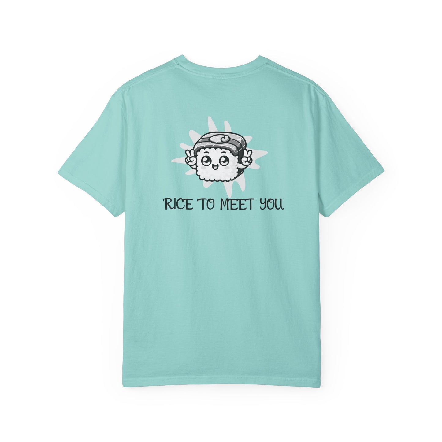 Moni Lee Cat printed on the Back. Chalky mint short sleeved Tee.