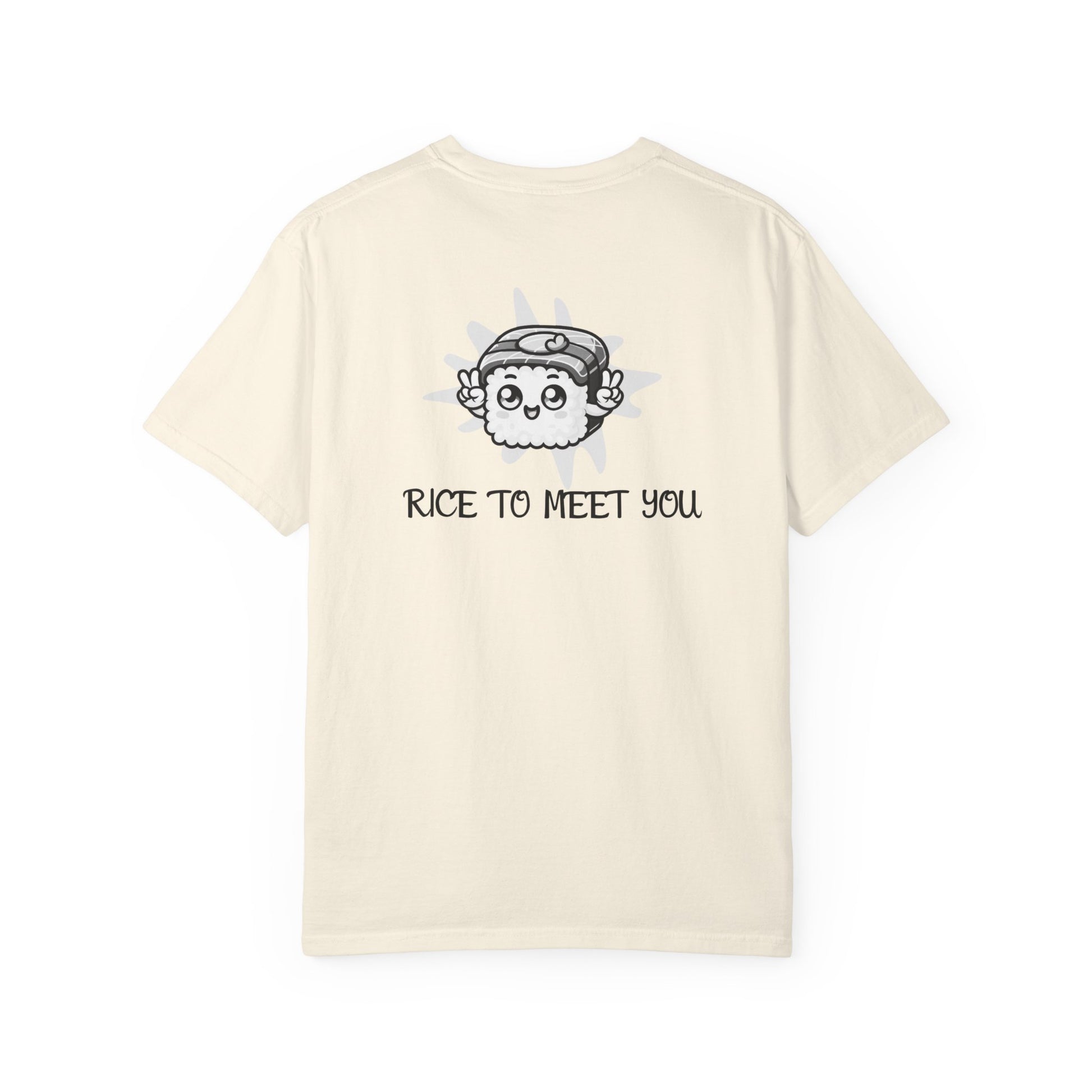 Moni Lee Cat printed on the Back. Ivory short sleeved Tee.