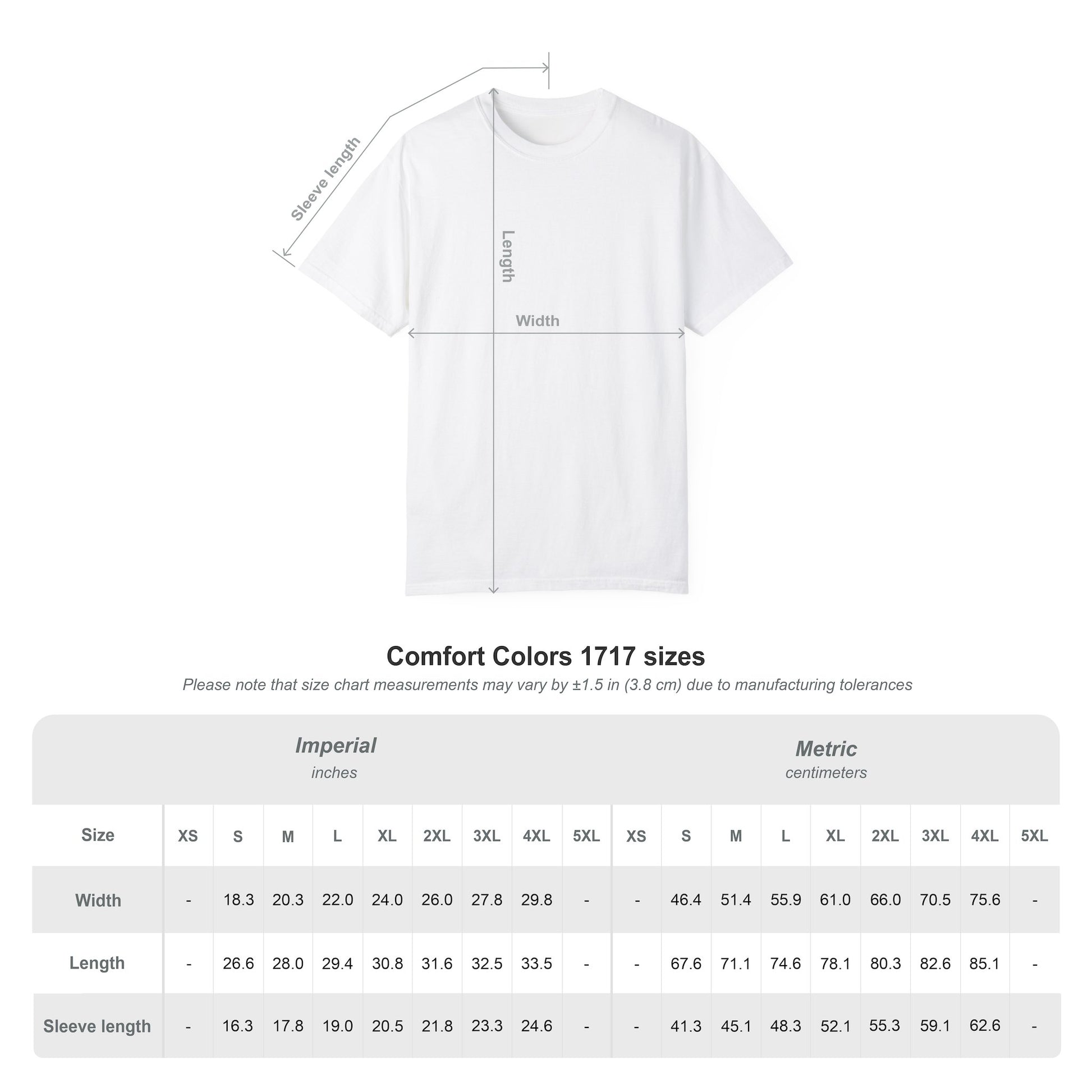 Size Chart Moni Lee Cat Tee