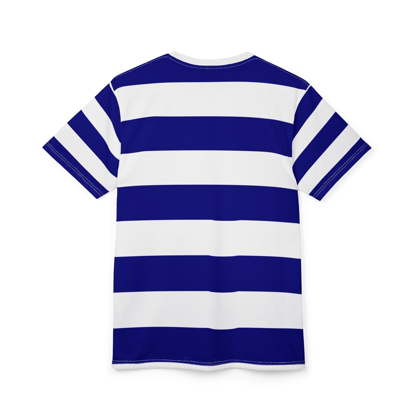 Blue and white striped shirt on a white background
