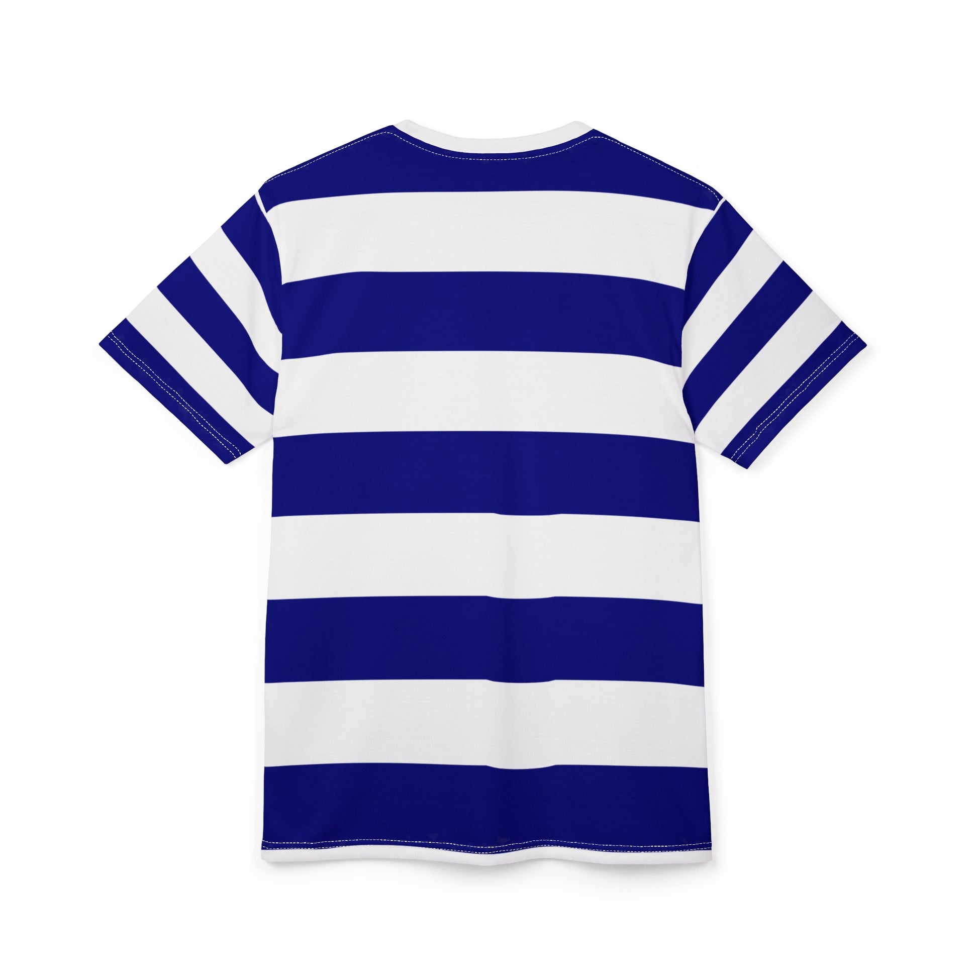 Blue and white striped shirt on a white background