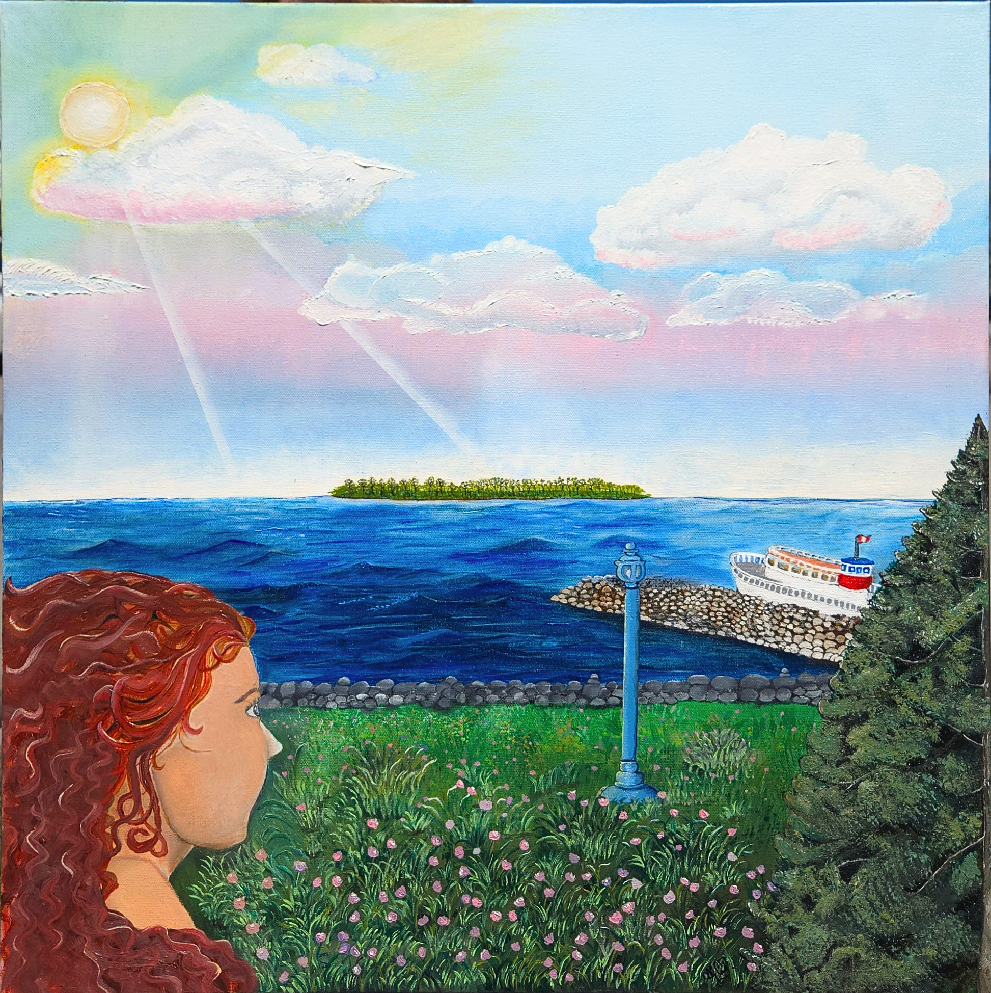 woman and lake