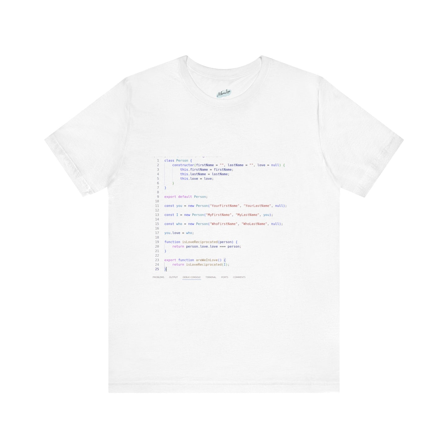 t-shirt code software white