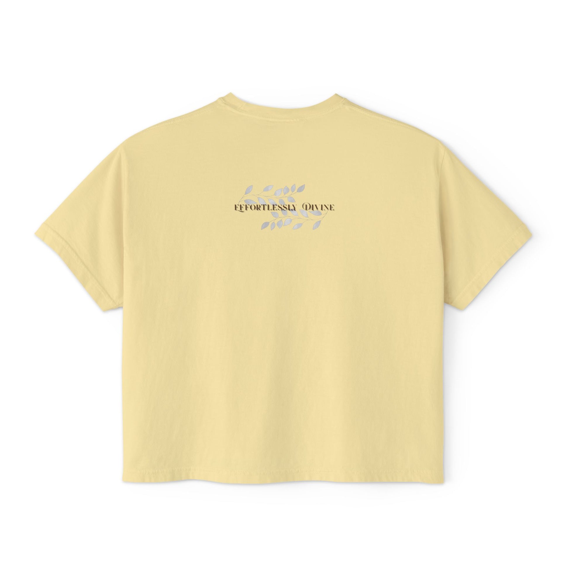 Butter t-shirt with text on the back against a white background